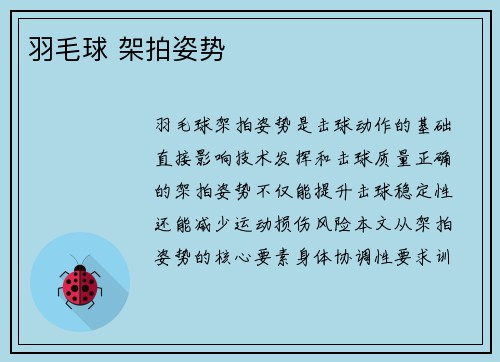 羽毛球 架拍姿势